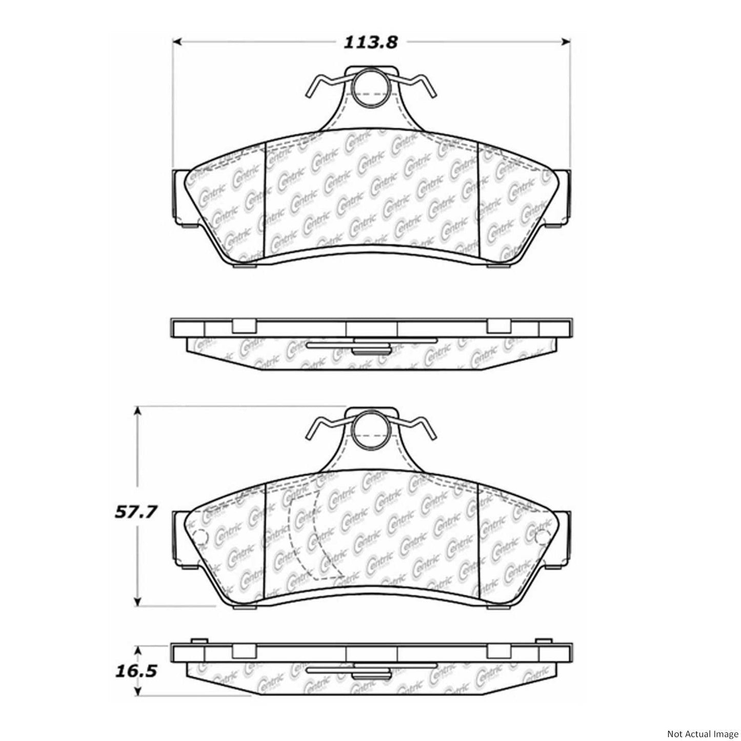 Front View of Rear Disc Brake Pad Set CENTRIC 106.10480