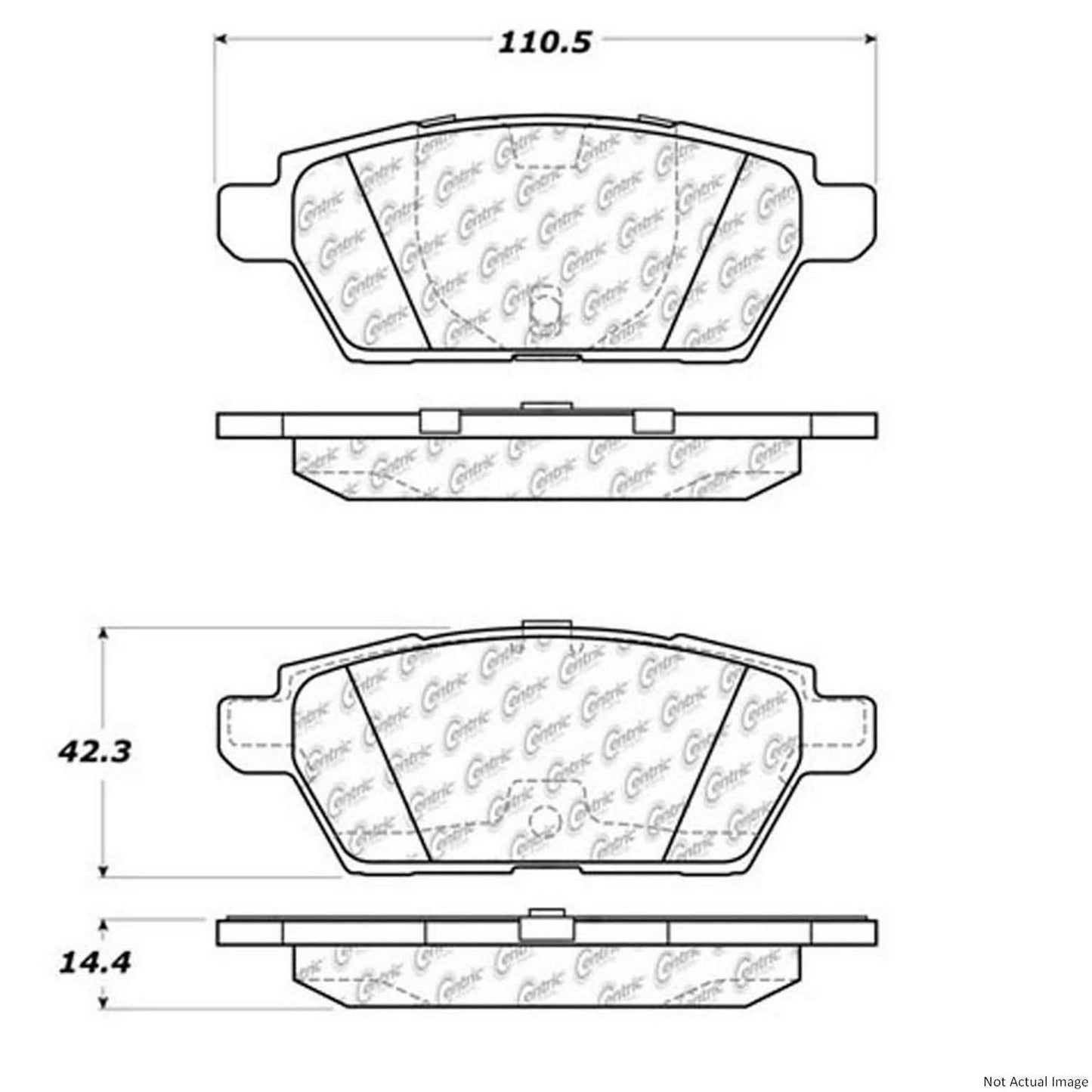 Front View of Rear Disc Brake Pad Set CENTRIC 106.11610