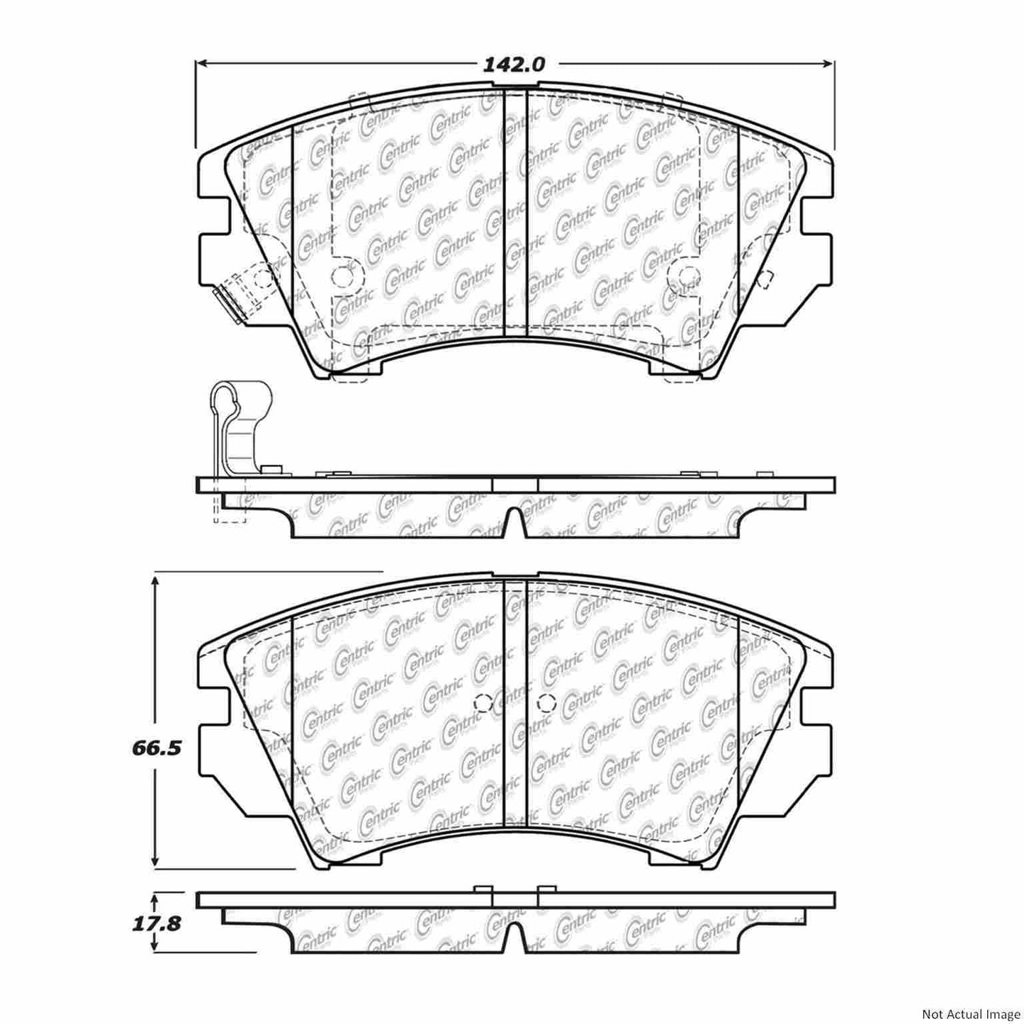 Front View of Front Disc Brake Pad Set CENTRIC 106.14040