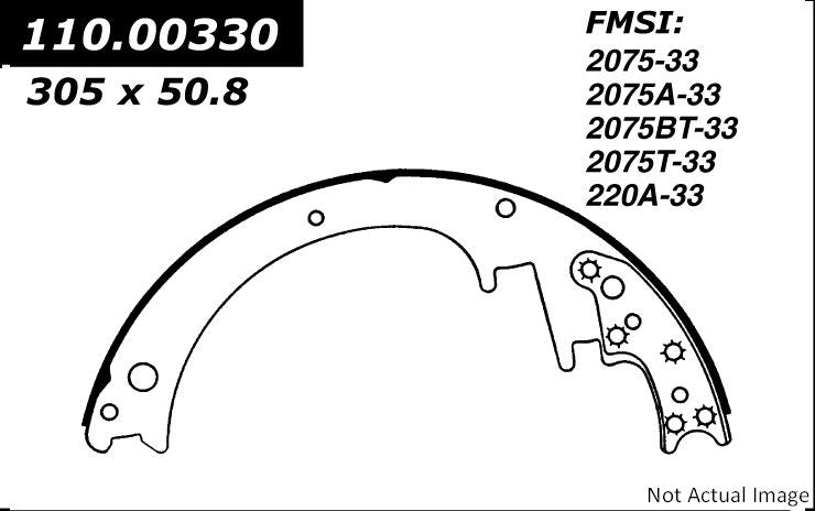 Front View of Rear Drum Brake Shoe CENTRIC 111.00330