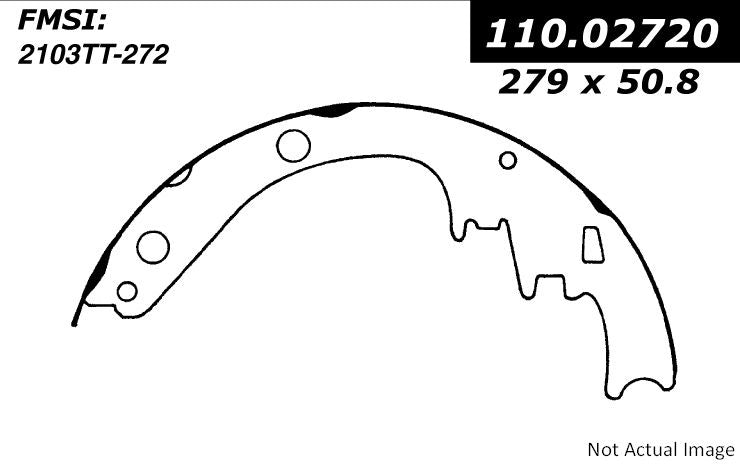 Front View of Rear Drum Brake Shoe CENTRIC 111.02720