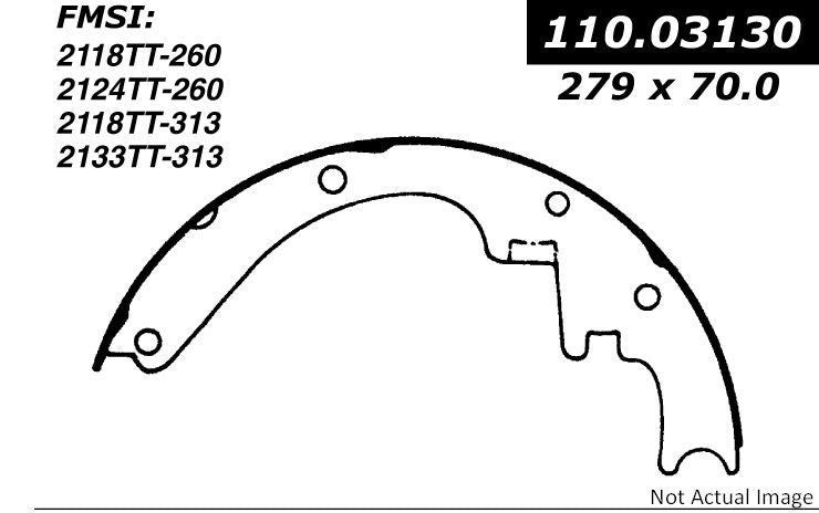 Front View of Front Drum Brake Shoe CENTRIC 111.03130