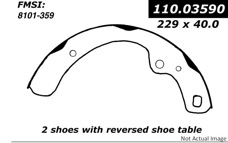 Front View of Rear Drum Brake Shoe CENTRIC 111.03590