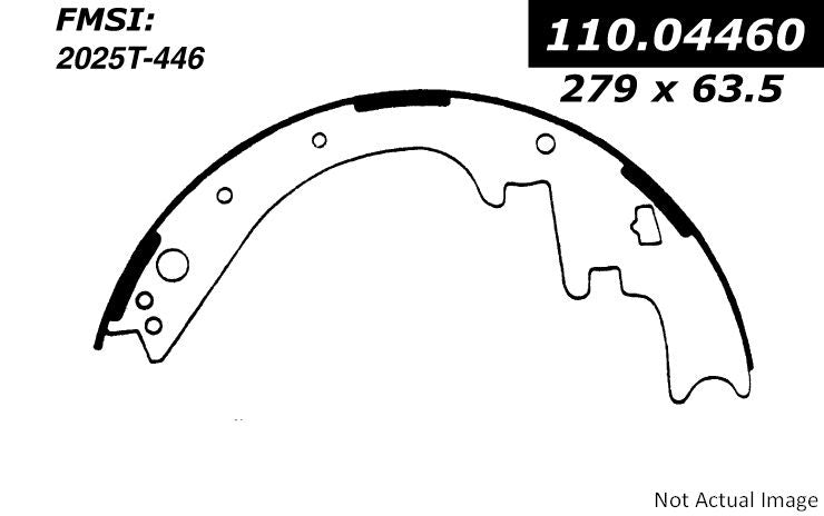 Front View of Rear Drum Brake Shoe CENTRIC 111.04460