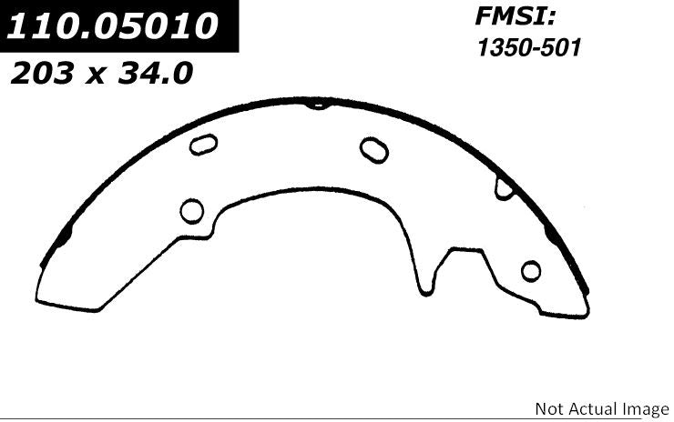 Front View of Rear Drum Brake Shoe CENTRIC 111.05010