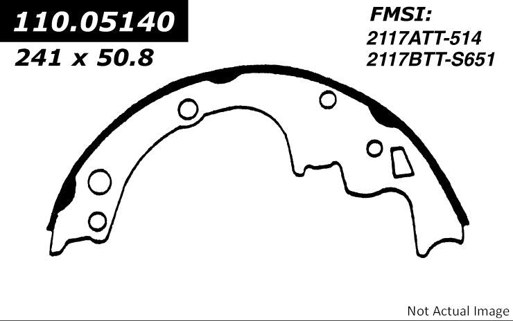 Front View of Rear Drum Brake Shoe CENTRIC 111.05140