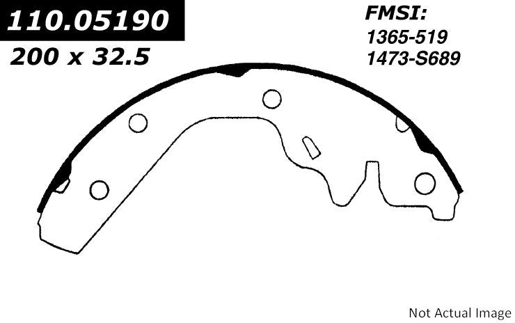 Front View of Rear Drum Brake Shoe CENTRIC 111.05190