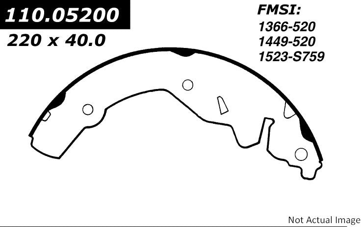 Front View of Rear Drum Brake Shoe CENTRIC 111.05200