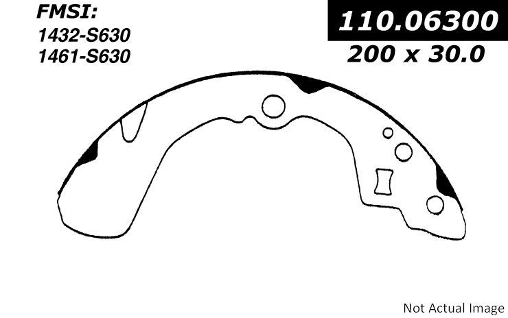 Front View of Rear Drum Brake Shoe CENTRIC 111.06300