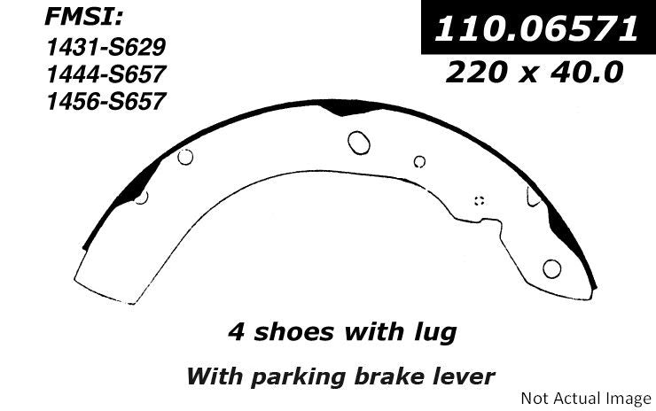 Front View of Rear Drum Brake Shoe CENTRIC 111.06571