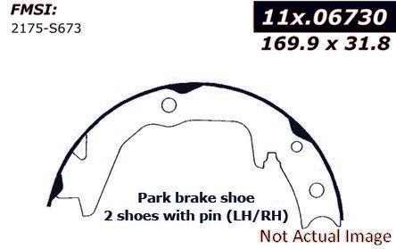 Front View of Rear Parking Brake Shoe CENTRIC 111.06730