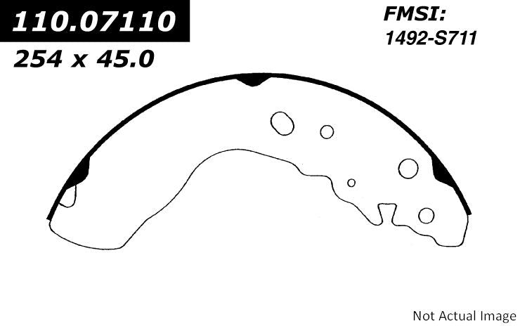 Front View of Rear Drum Brake Shoe CENTRIC 111.07110