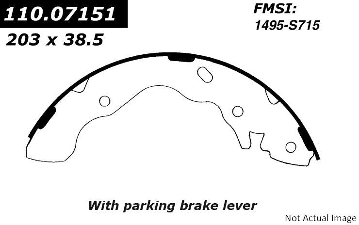 Front View of Rear Drum Brake Shoe CENTRIC 111.07151