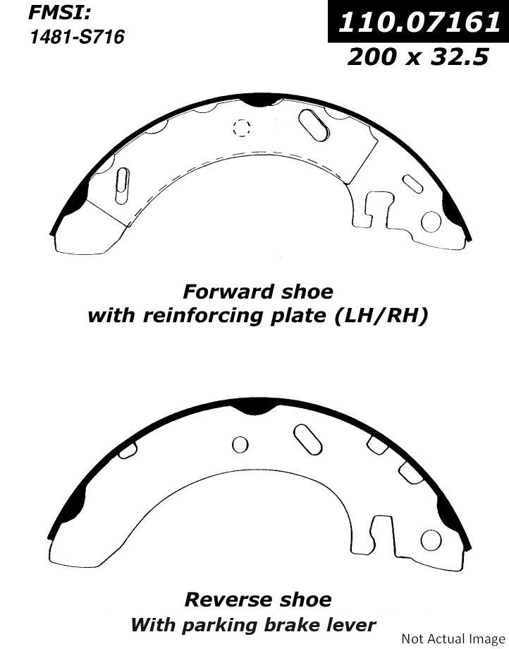 Front View of Rear Drum Brake Shoe CENTRIC 111.07161