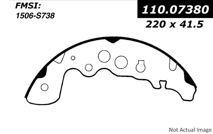 Front View of Rear Drum Brake Shoe CENTRIC 111.07380