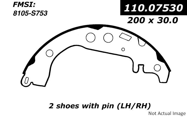 Front View of Rear Drum Brake Shoe CENTRIC 111.07530