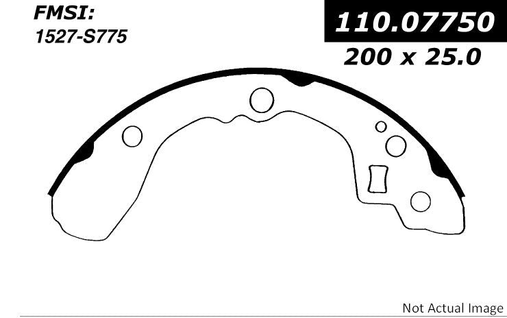 Front View of Rear Drum Brake Shoe CENTRIC 111.07750