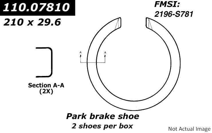 Front View of Rear Parking Brake Shoe CENTRIC 111.07810