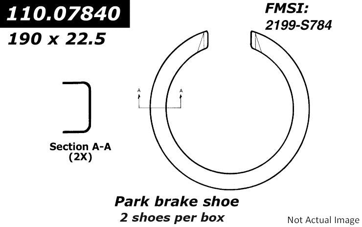 Front View of Rear Parking Brake Shoe CENTRIC 111.07840