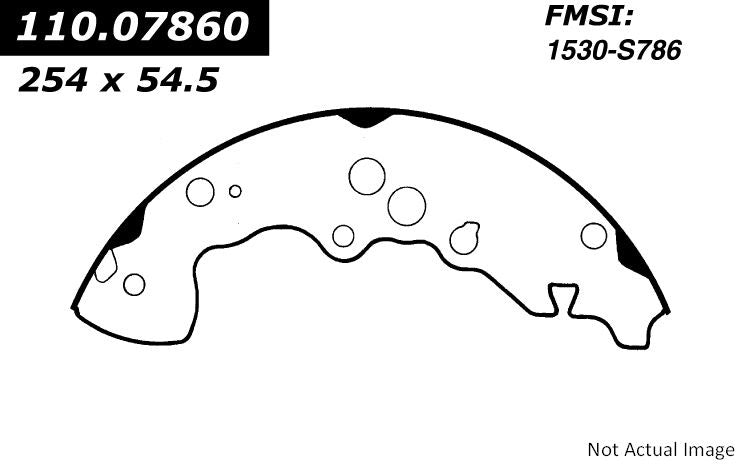 Front View of Rear Drum Brake Shoe CENTRIC 111.07860