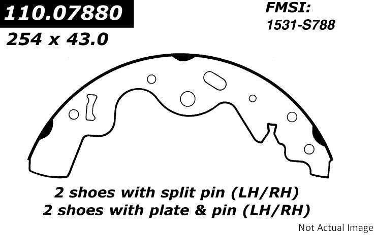 Front View of Rear Drum Brake Shoe CENTRIC 111.07880