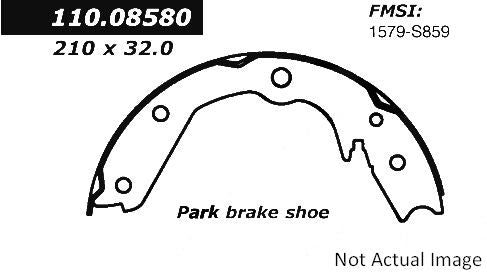 Front View of Rear Parking Brake Shoe CENTRIC 111.08580