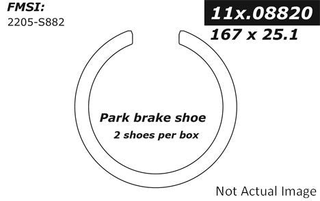 Front View of Rear Parking Brake Shoe CENTRIC 111.08820