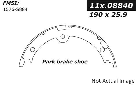 Front View of Rear Parking Brake Shoe CENTRIC 111.08840