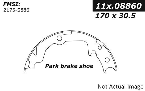 Front View of Rear Parking Brake Shoe CENTRIC 111.08860