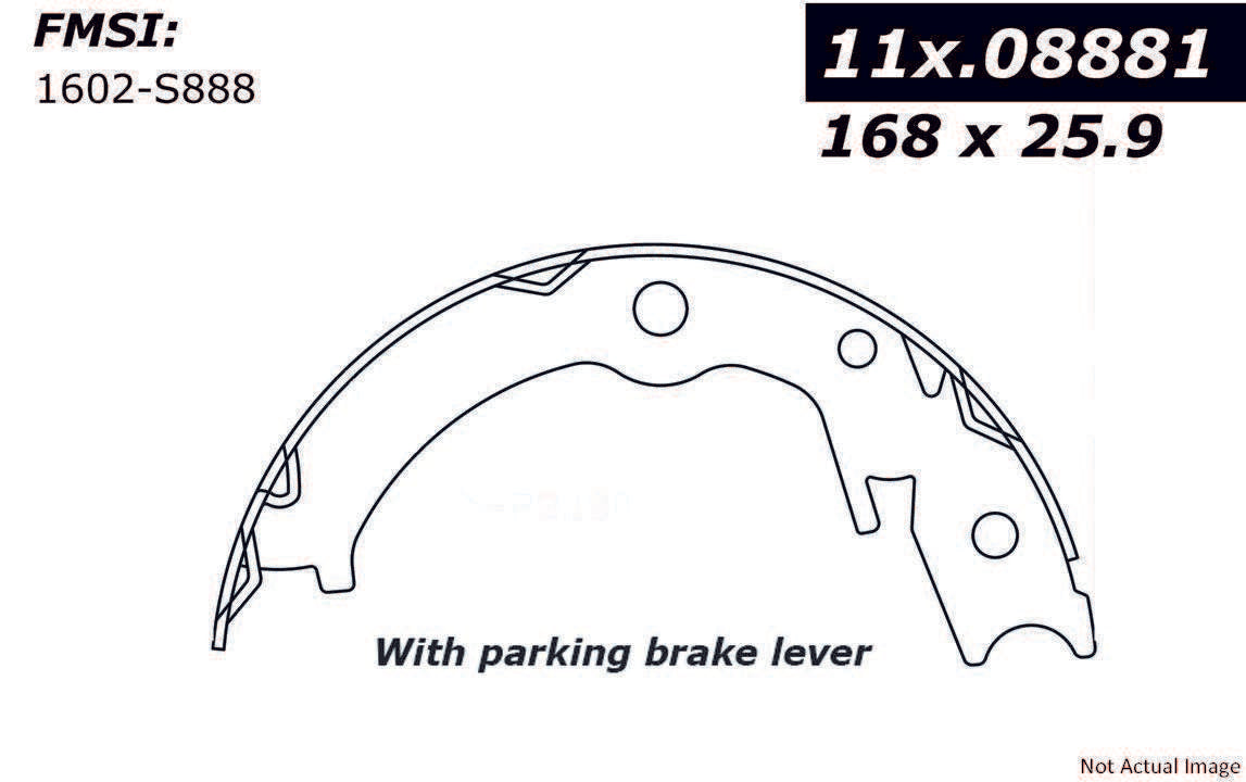 Front View of Rear Parking Brake Shoe CENTRIC 111.08881