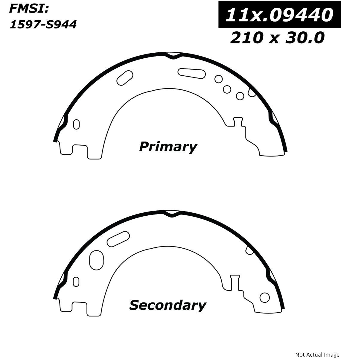 Front View of Rear Parking Brake Shoe CENTRIC 111.09440