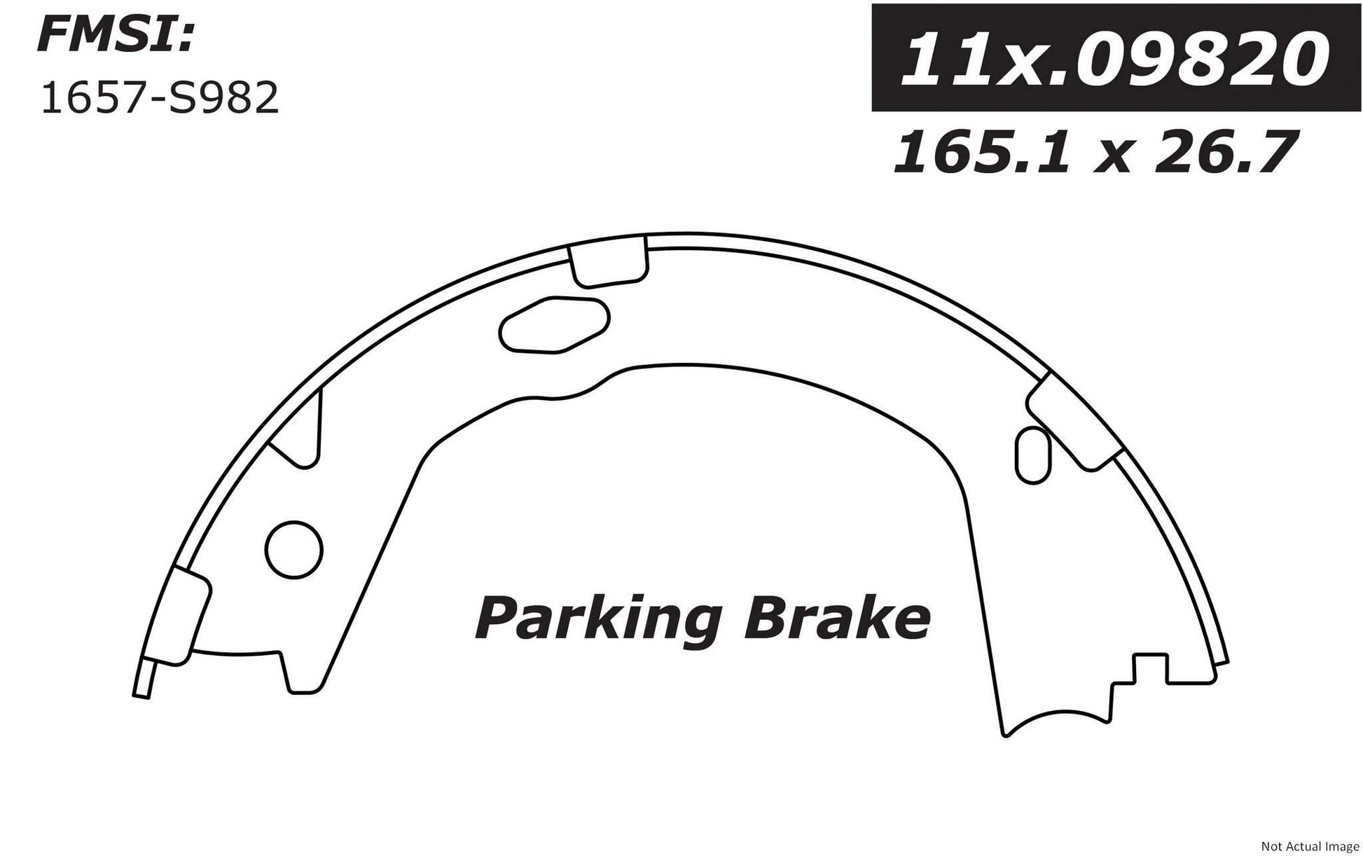 Front View of Rear Parking Brake Shoe CENTRIC 111.09820