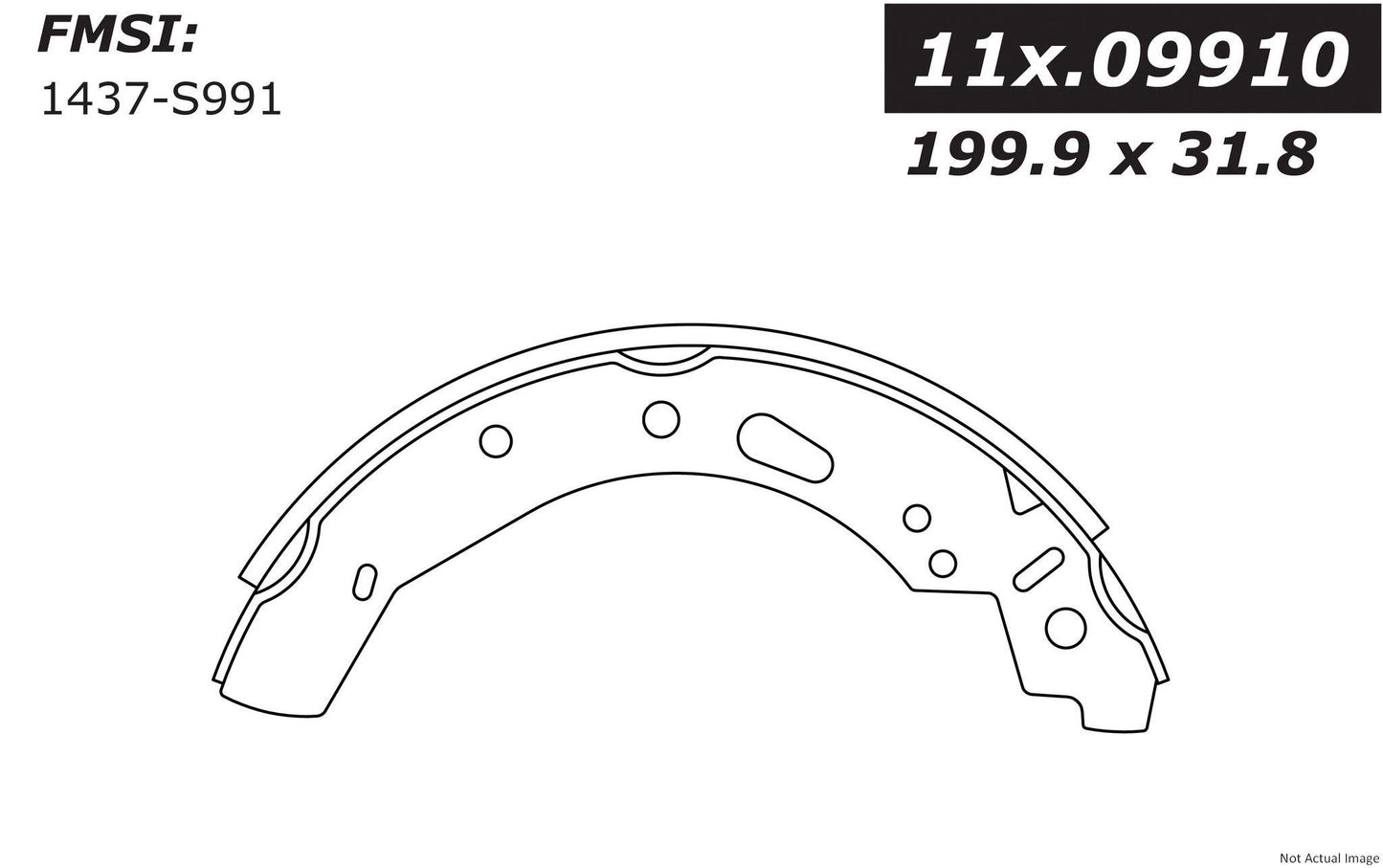 Front View of Rear Drum Brake Shoe CENTRIC 111.09910