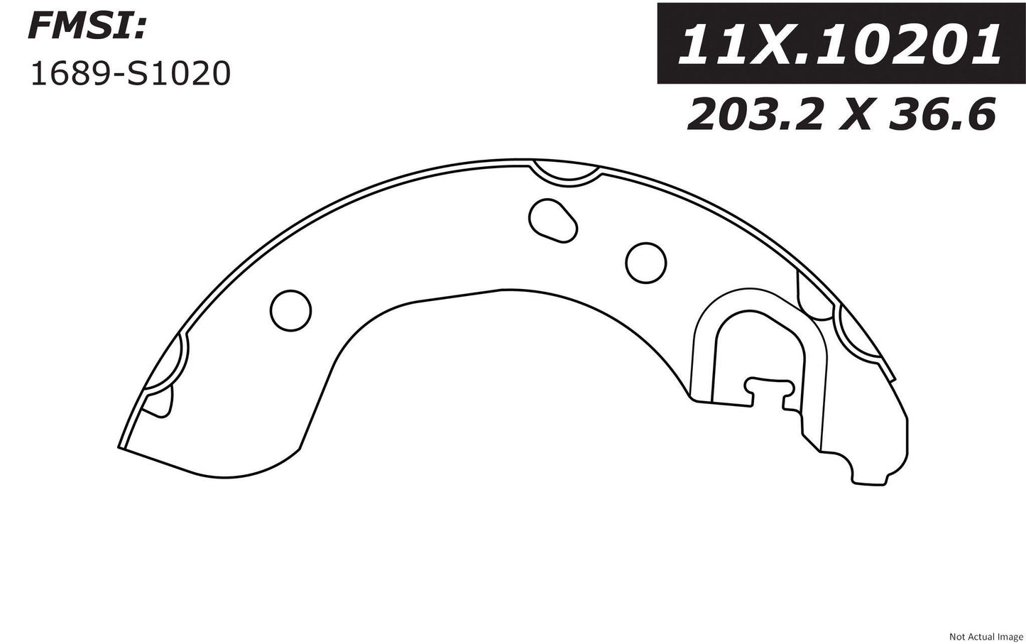 Front View of Rear Drum Brake Shoe CENTRIC 111.10201