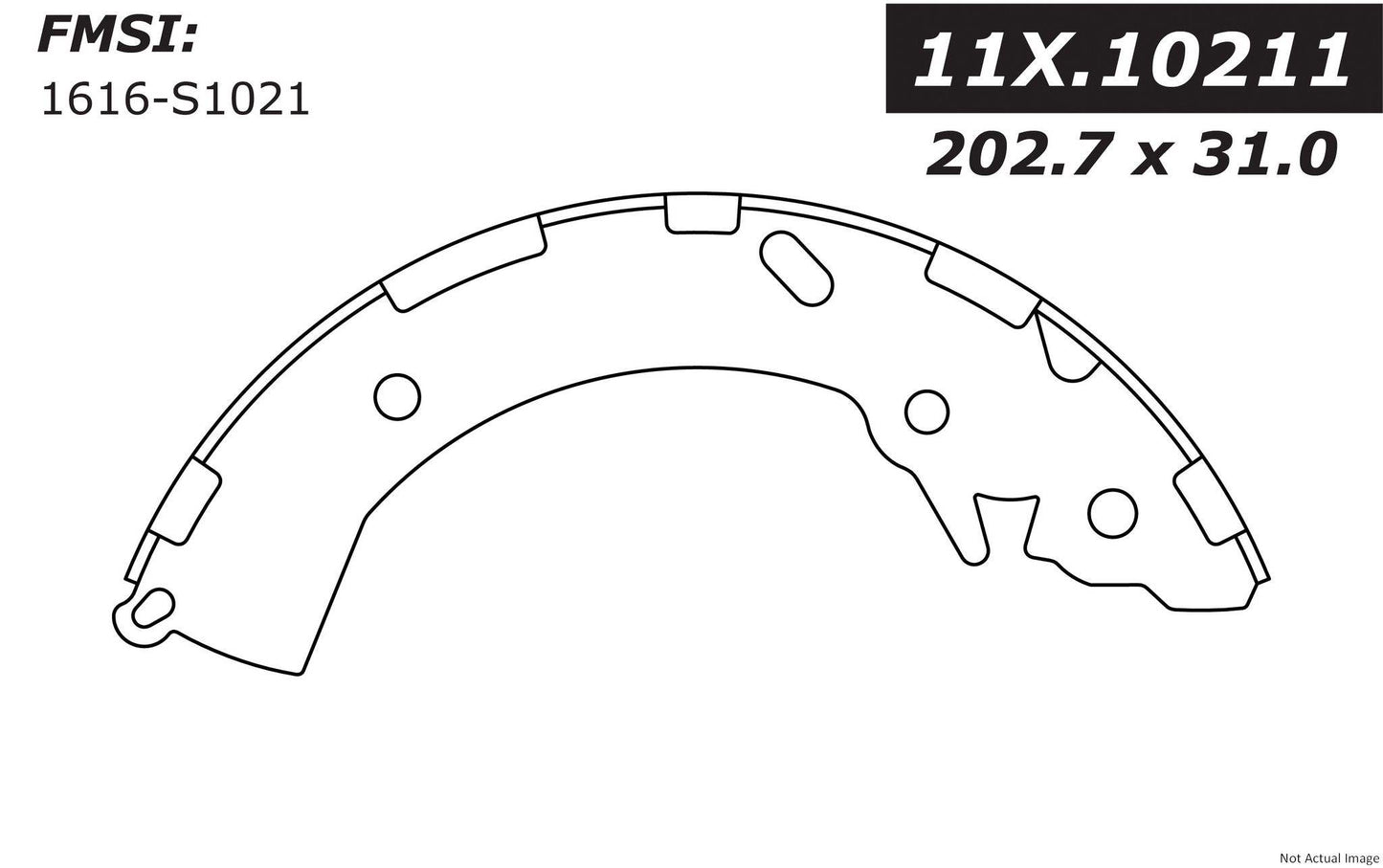 Front View of Rear Drum Brake Shoe CENTRIC 111.10211