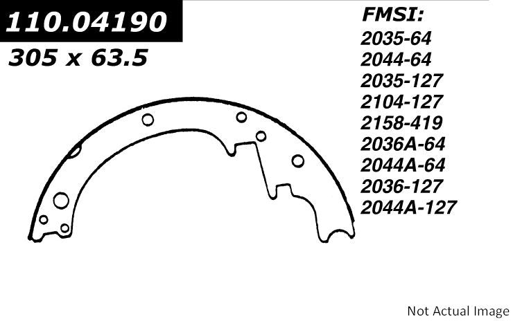 Front View of Rear Drum Brake Shoe CENTRIC 112.04190