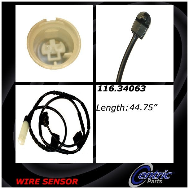 Angle View of Rear Disc Brake Pad Wear Sensor CENTRIC 116.34063