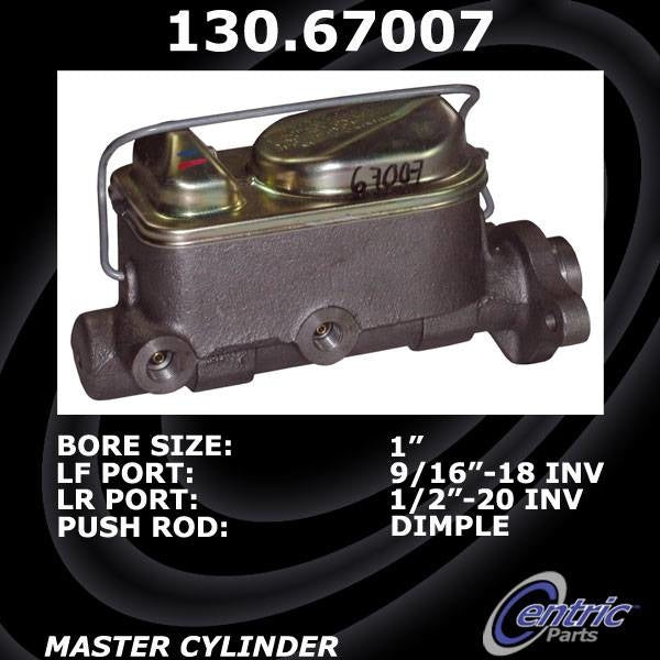 Front View of Brake Master Cylinder CENTRIC 130.67007