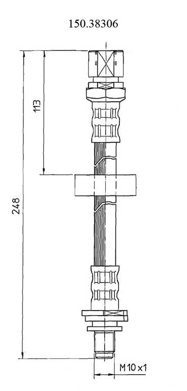 Front View of Rear Left Brake Hydraulic Hose CENTRIC 150.38306