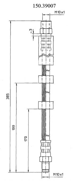 Front View of Front Brake Hydraulic Hose CENTRIC 150.39007