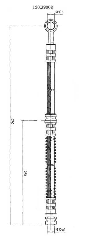 Front View of Front Brake Hydraulic Hose CENTRIC 150.39008