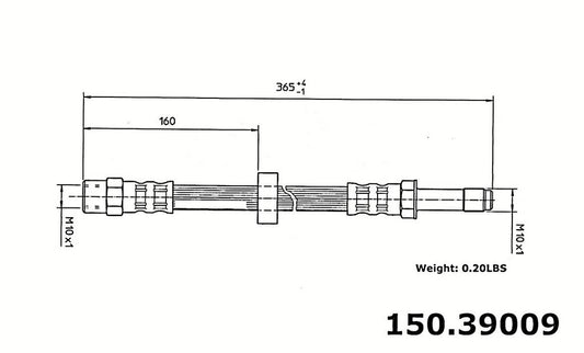 Front View of Front Brake Hydraulic Hose CENTRIC 150.39009