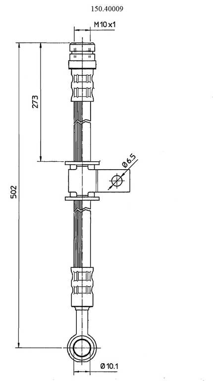 Front View of Front Brake Hydraulic Hose CENTRIC 150.40009