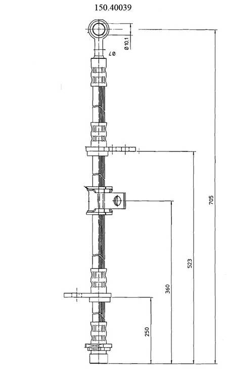 Front View of Front Right Brake Hydraulic Hose CENTRIC 150.40039