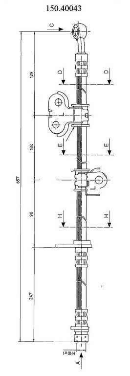 Front View of Front Left Brake Hydraulic Hose CENTRIC 150.40043