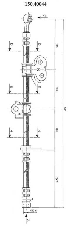 Front View of Front Right Brake Hydraulic Hose CENTRIC 150.40044