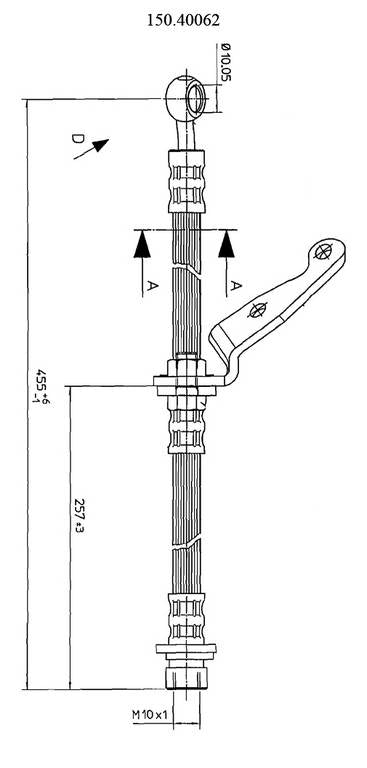 Front View of Front Right Brake Hydraulic Hose CENTRIC 150.40062