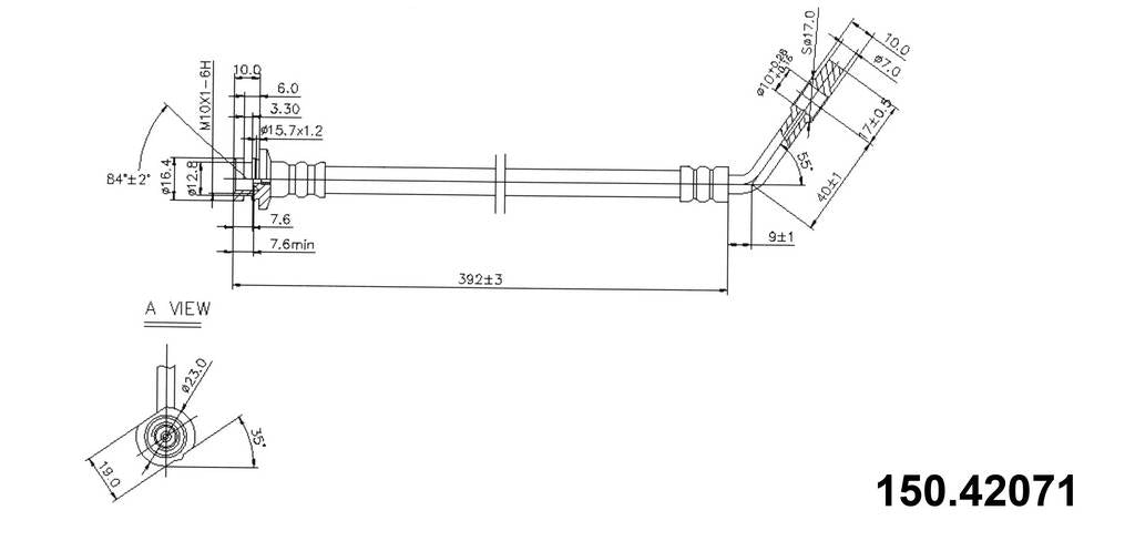 Front View of Front Right Brake Hydraulic Hose CENTRIC 150.42071