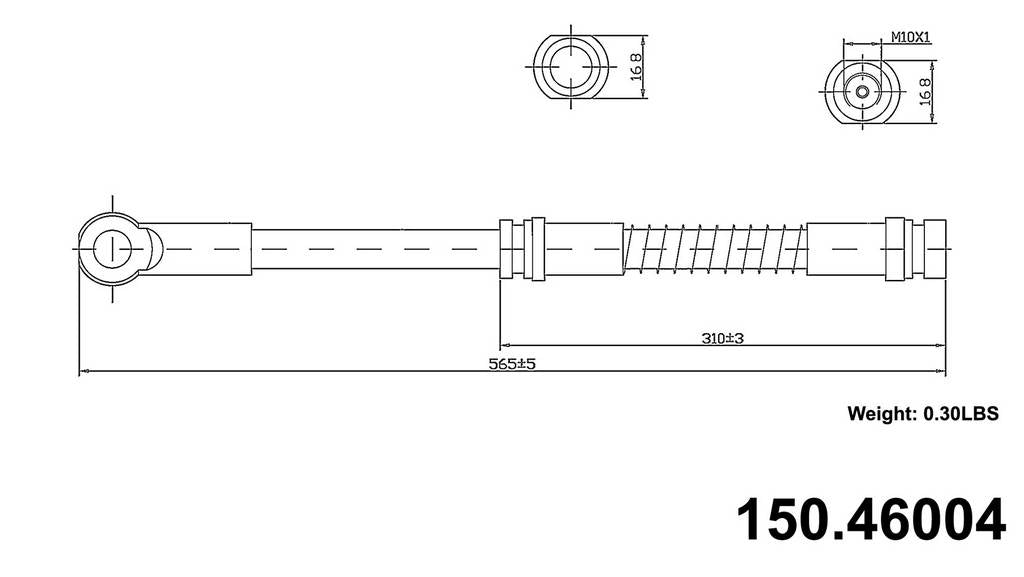 Front View of Front Brake Hydraulic Hose CENTRIC 150.46004