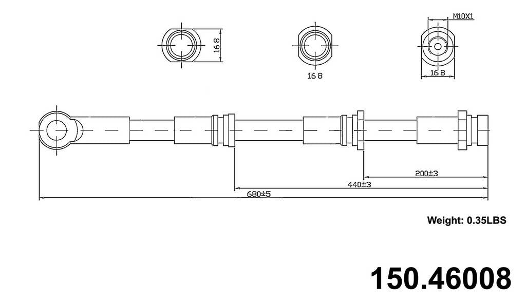 Front View of Front Brake Hydraulic Hose CENTRIC 150.46008